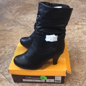 Black mid calf high booties Sz 9